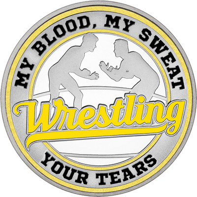 Yellow "Wrestling" with Gold Outer Circular Borders